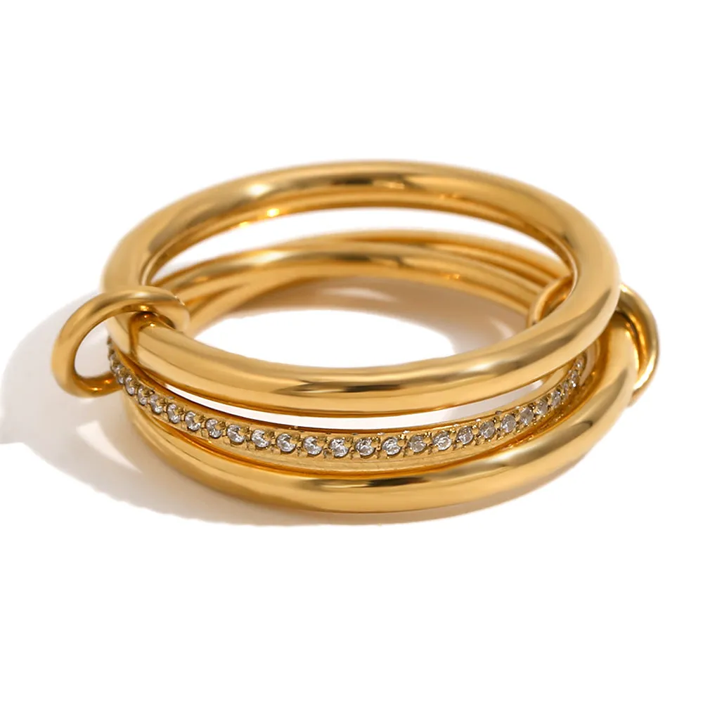 Stainless Steel Triple Ring Two Tone