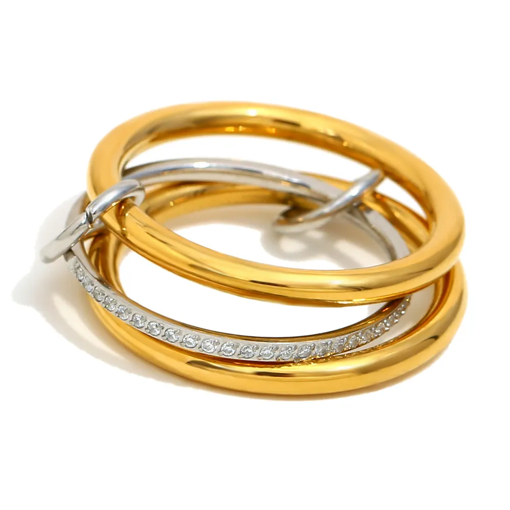 Stainless Steel Triple Ring Two Tone