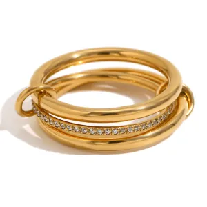 Stainless Steel Triple Ring Two Tone