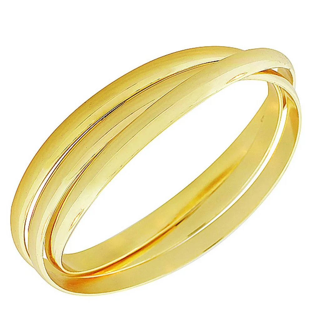 Stainless Steel Yellow Gold-Tone Interlocked Three Bangle Bracelets Set