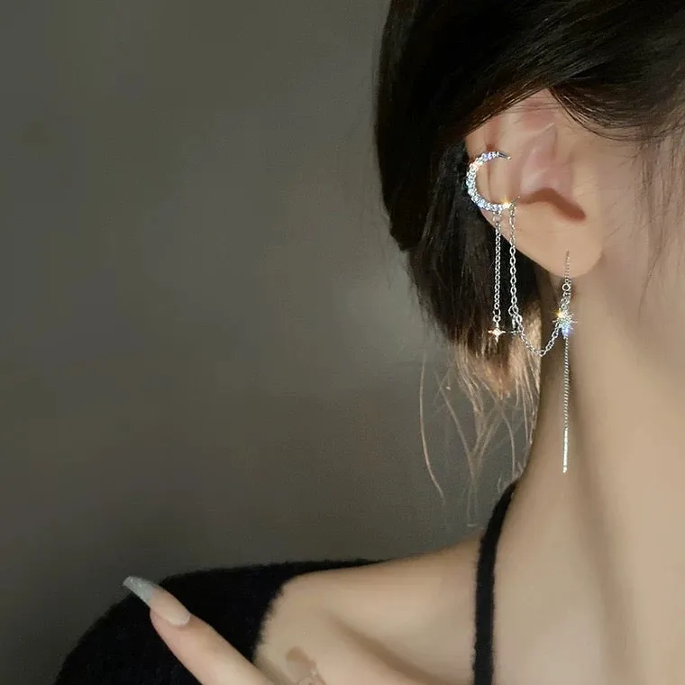 Star Moon Threader Earrings