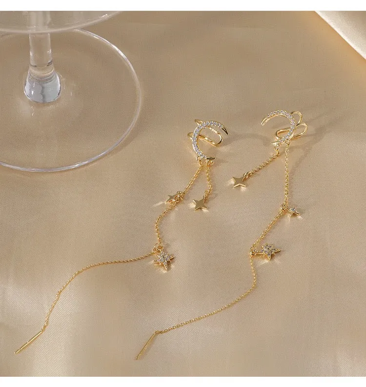 Star Moon Threader Earrings