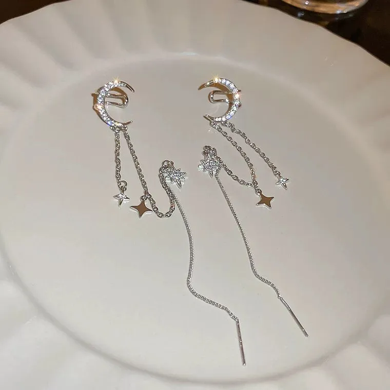 Star Moon Threader Earrings