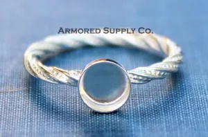 Sterling Silver 4mm Round Bezel Cup Dotted Ring blank