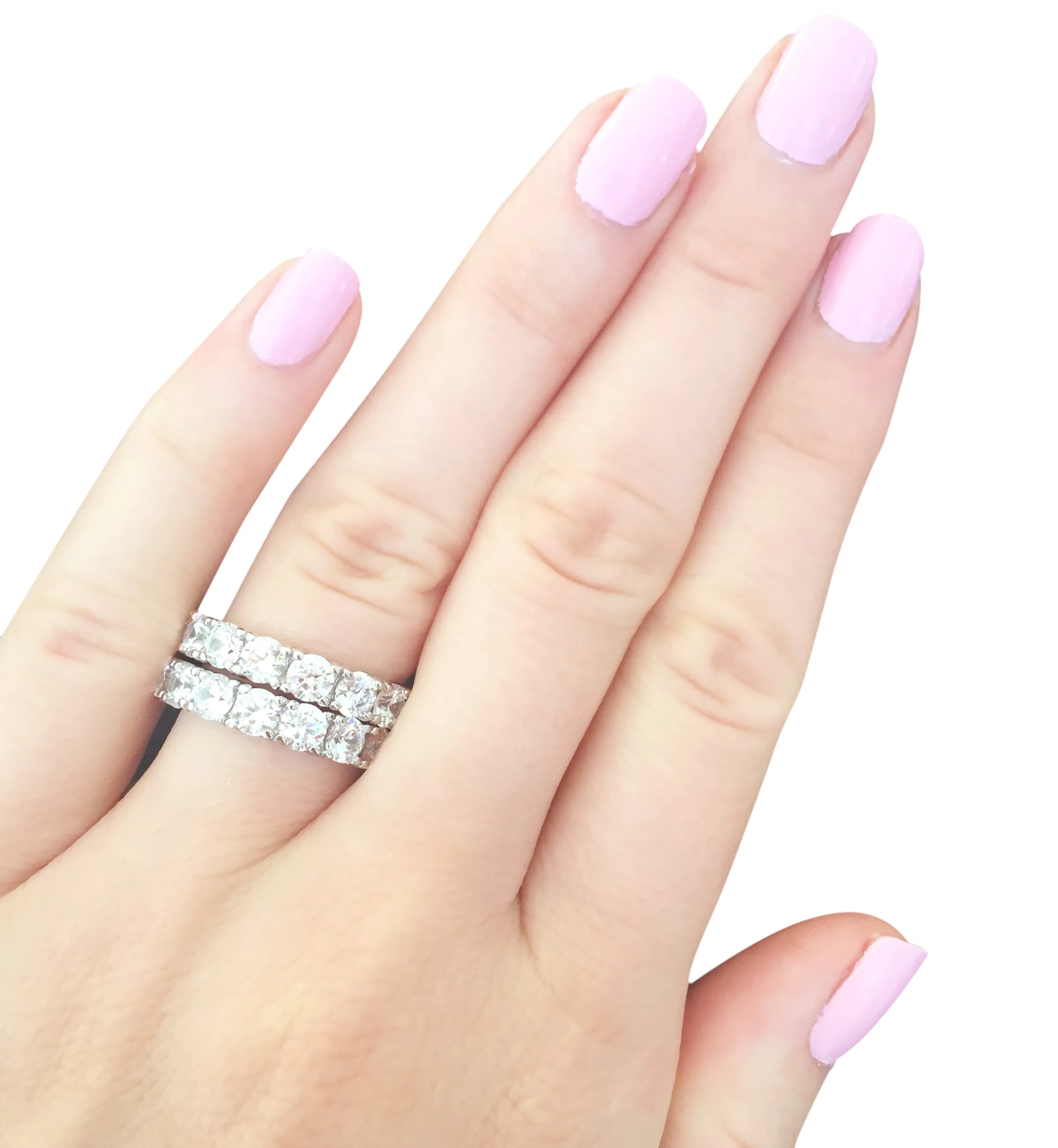 Sterling Silver 4mm Round Eternity Band