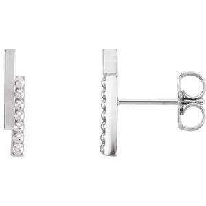 Sterling Silver Beaded Bar Earring