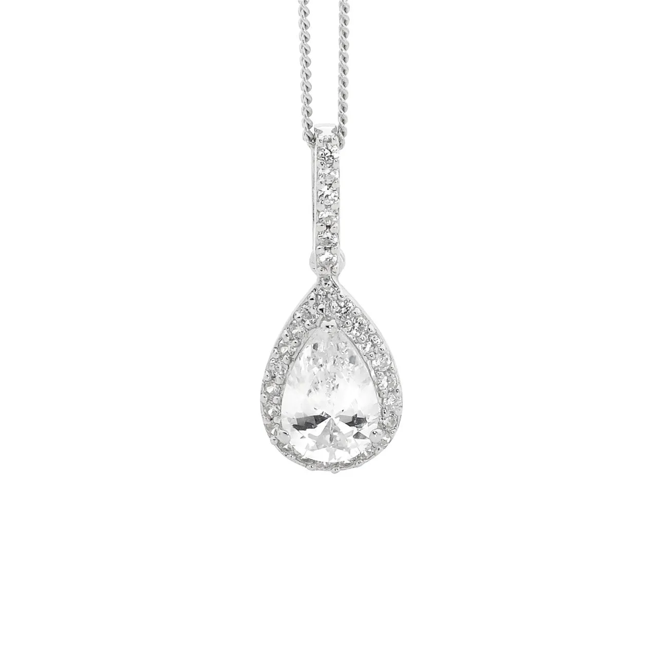 Sterling Silver Cubic Zirconia Pear Drop Pendant