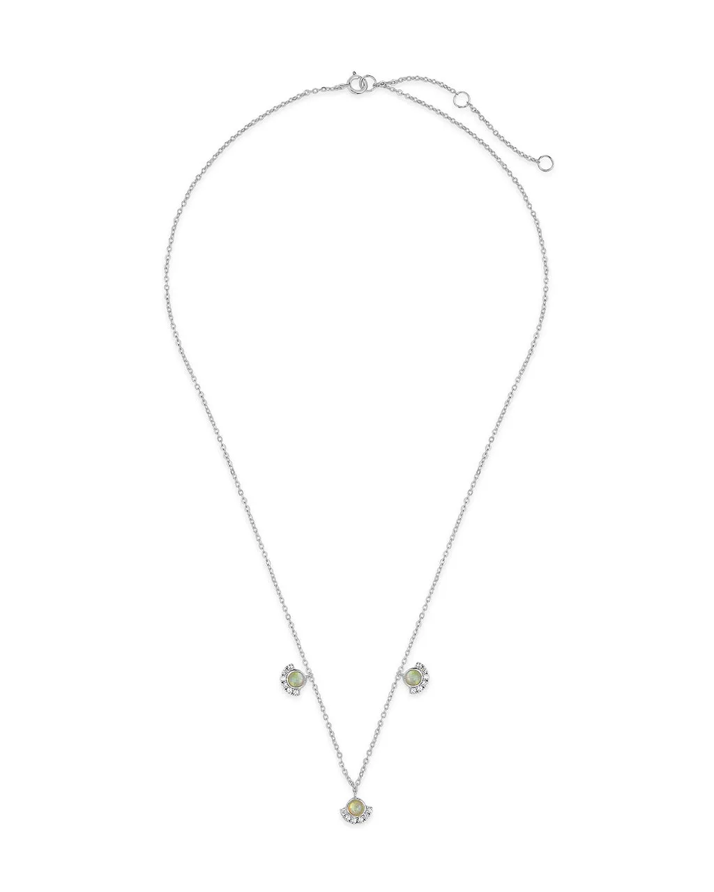 Sterling Silver Half Halo Opal Pendant Necklace