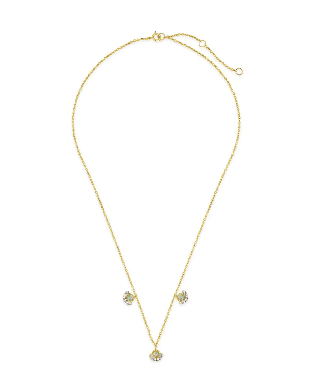Sterling Silver Half Halo Opal Pendant Necklace