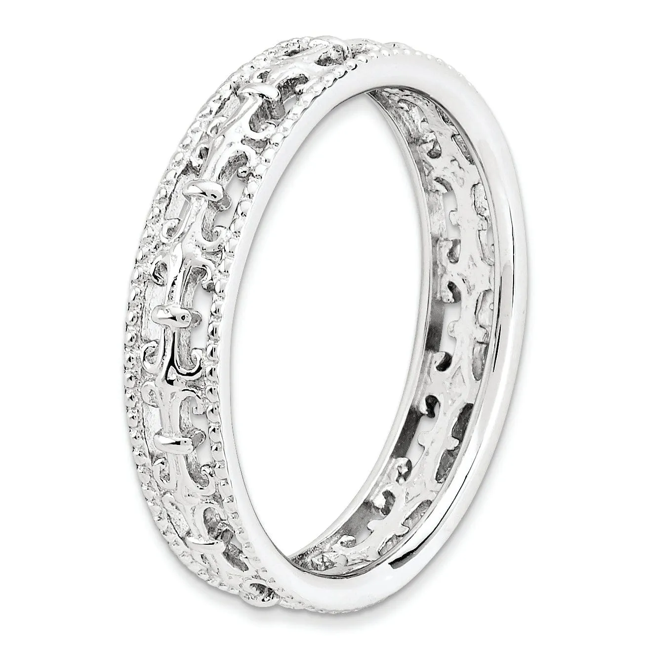 Sterling Silver Polished Fleur De Lis Ring