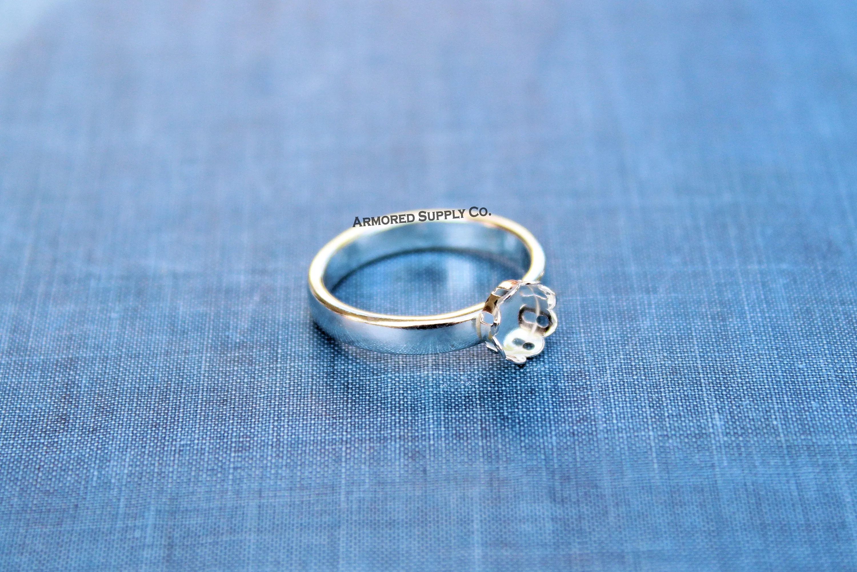 Sterling Silver Round Scalloped Bezel Cup Comfort Ring Band blank
