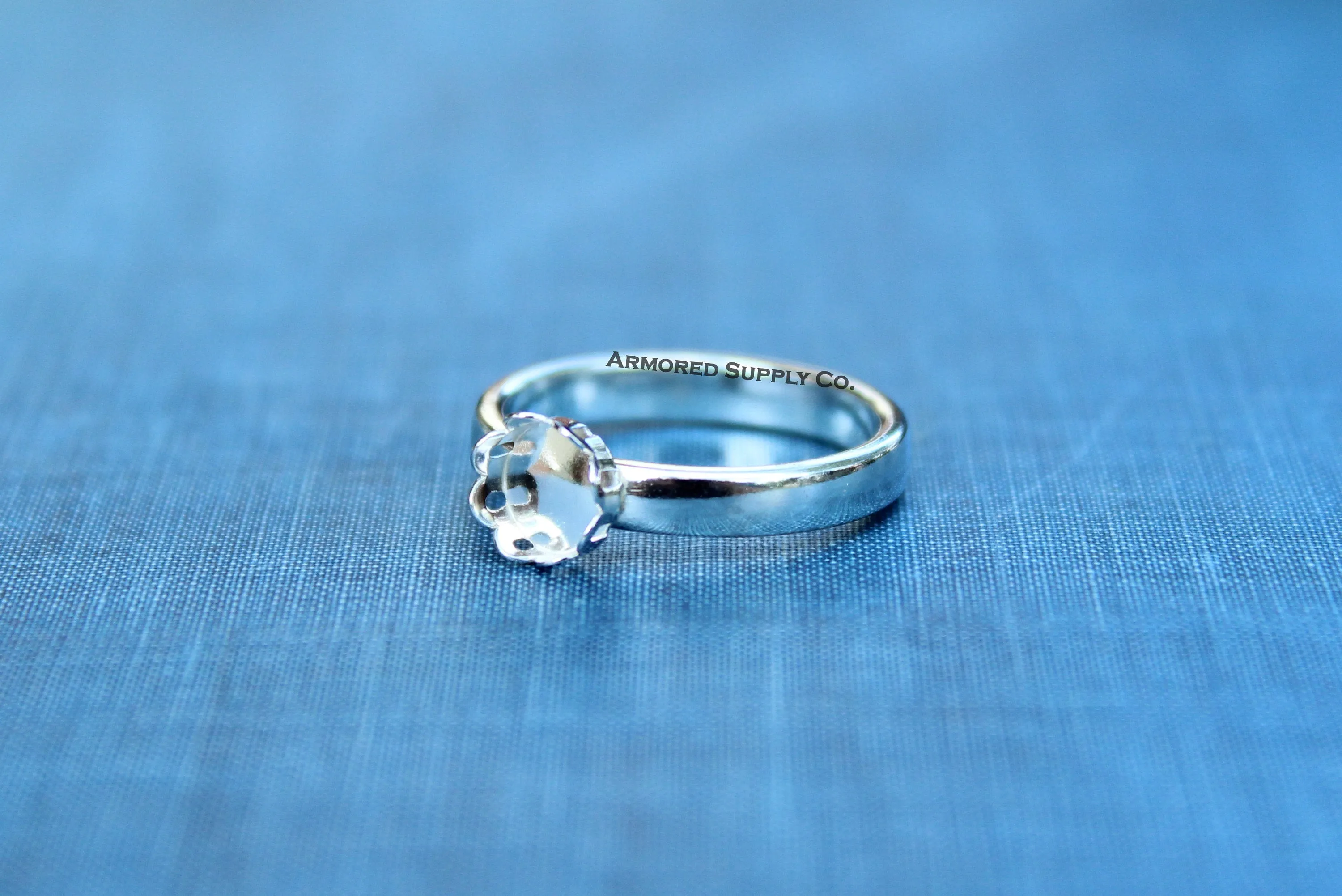 Sterling Silver Round Scalloped Bezel Cup Comfort Ring Band blank