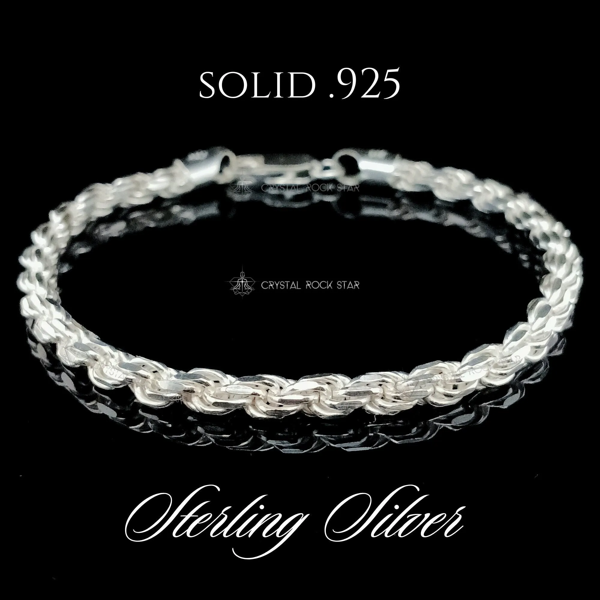Sterling Silver Spiral Twist Chain Bracelet 8"