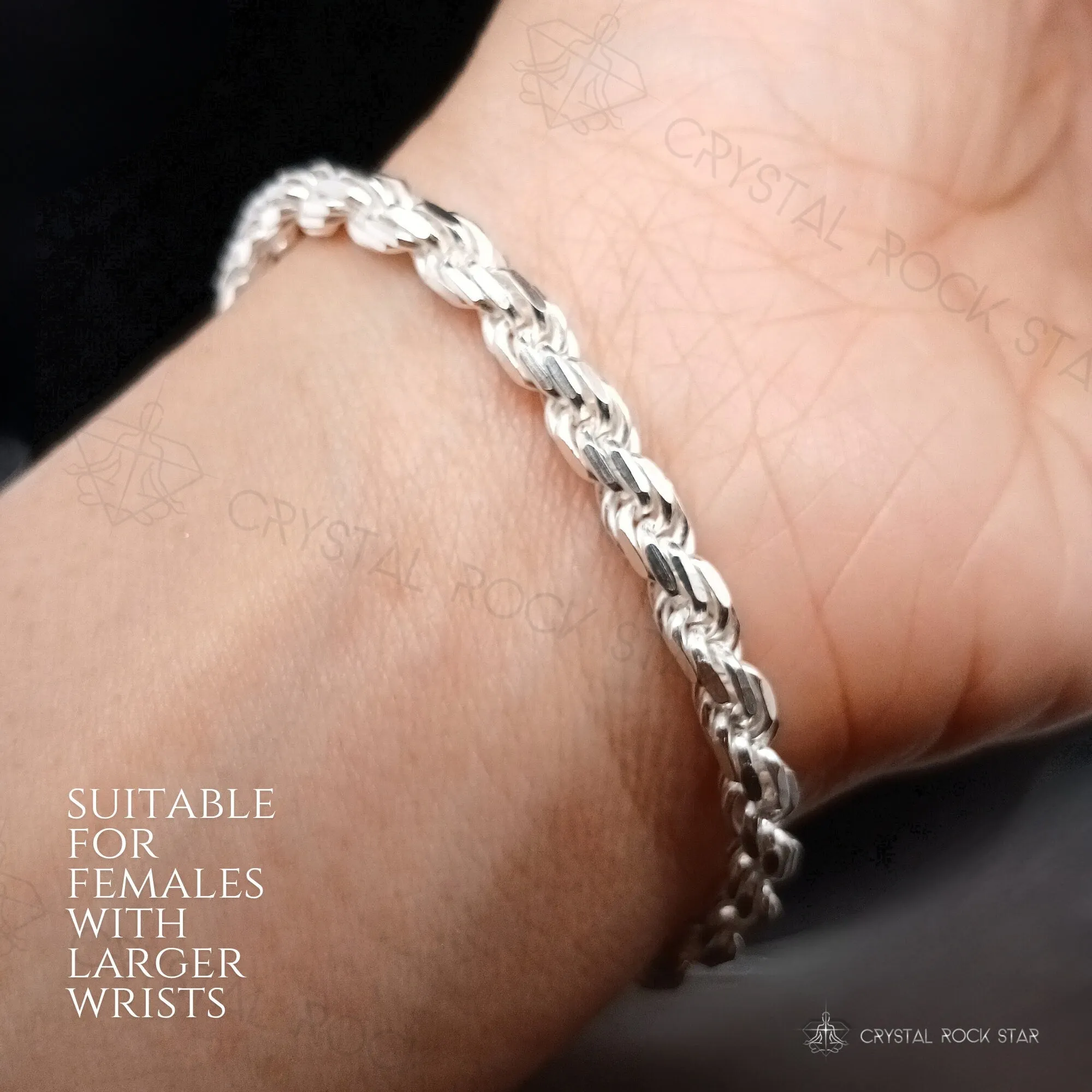 Sterling Silver Spiral Twist Chain Bracelet 8"