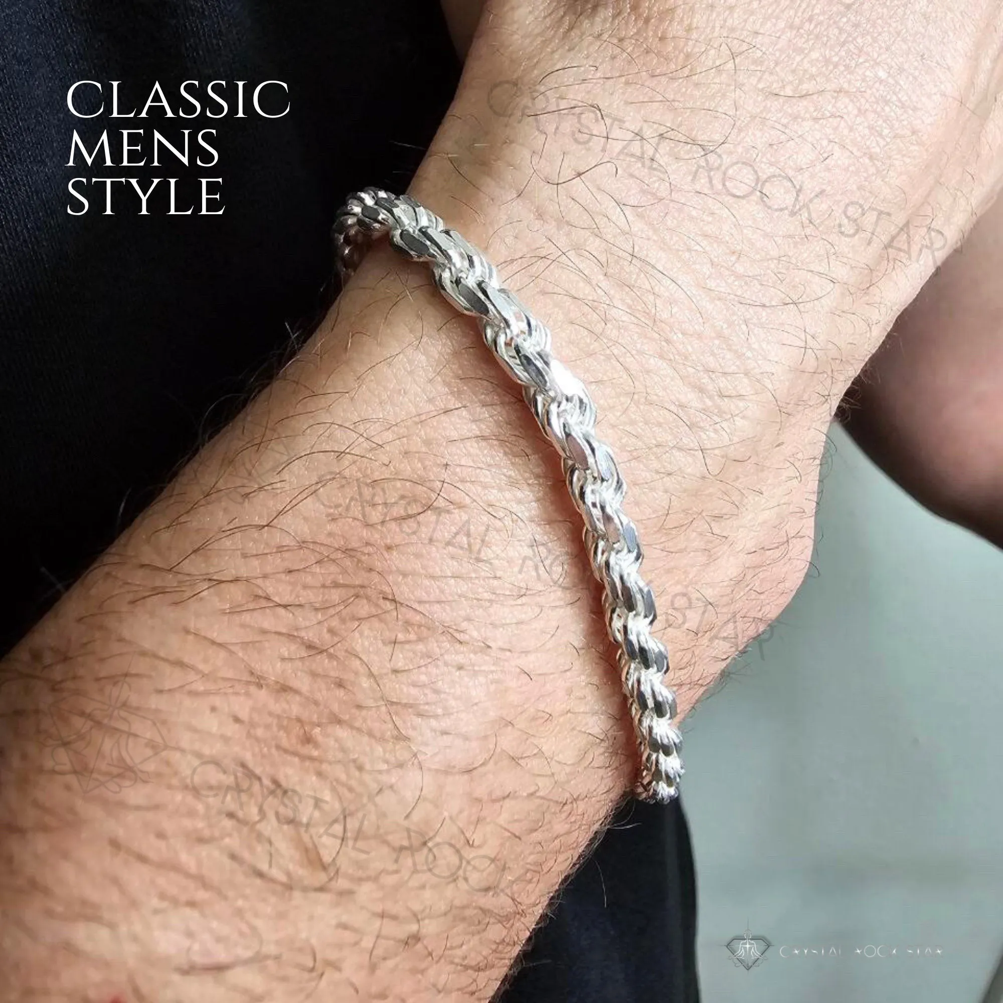 Sterling Silver Spiral Twist Chain Bracelet 8"