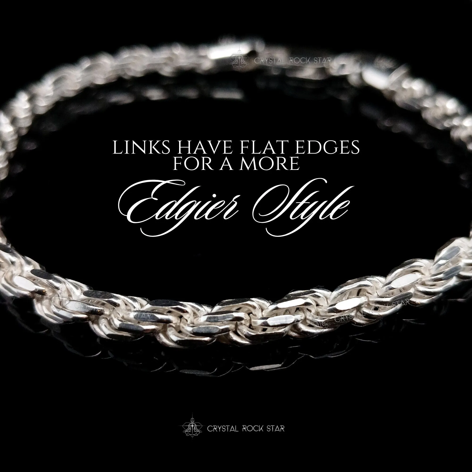 Sterling Silver Spiral Twist Chain Bracelet 8"