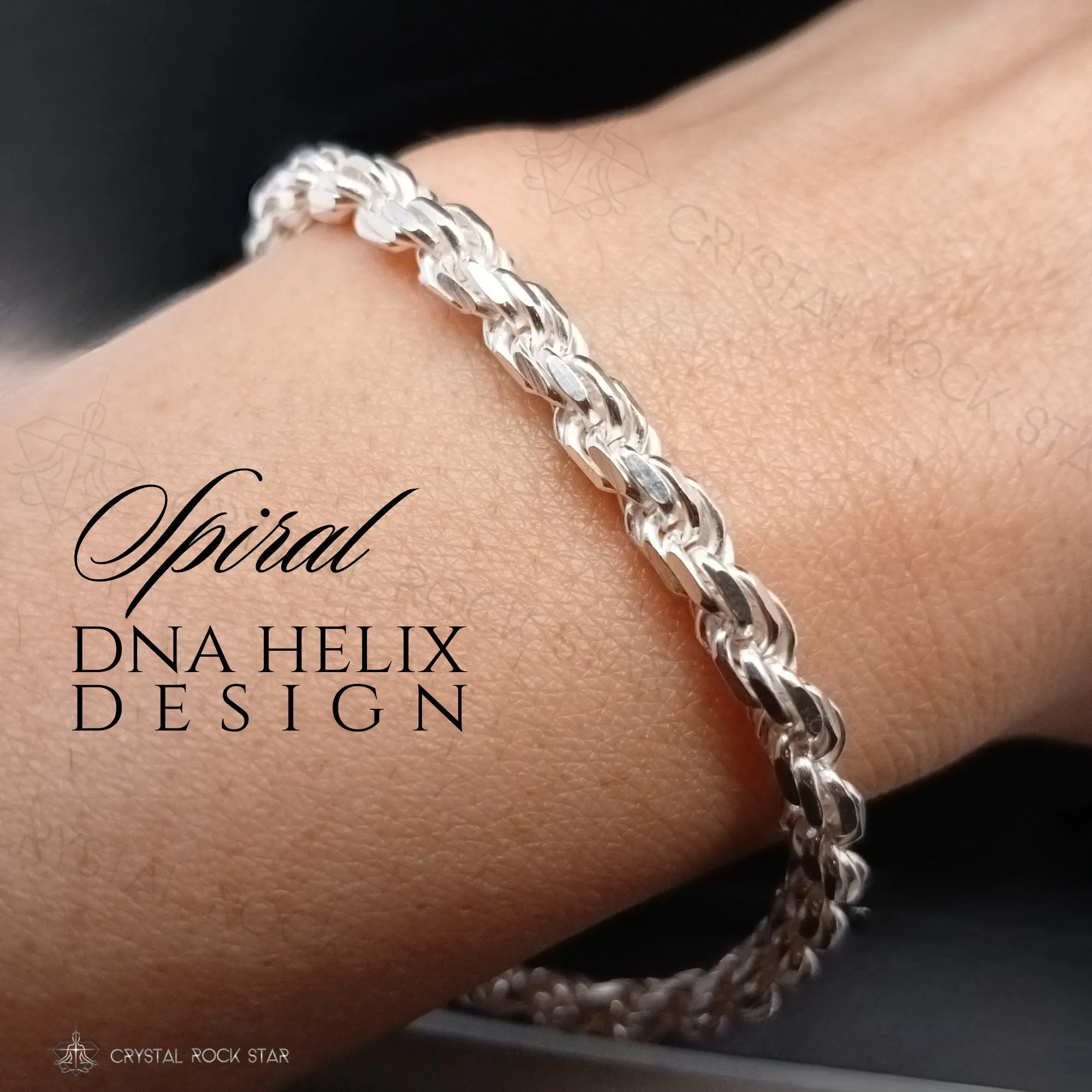 Sterling Silver Spiral Twist Chain Bracelet 8"