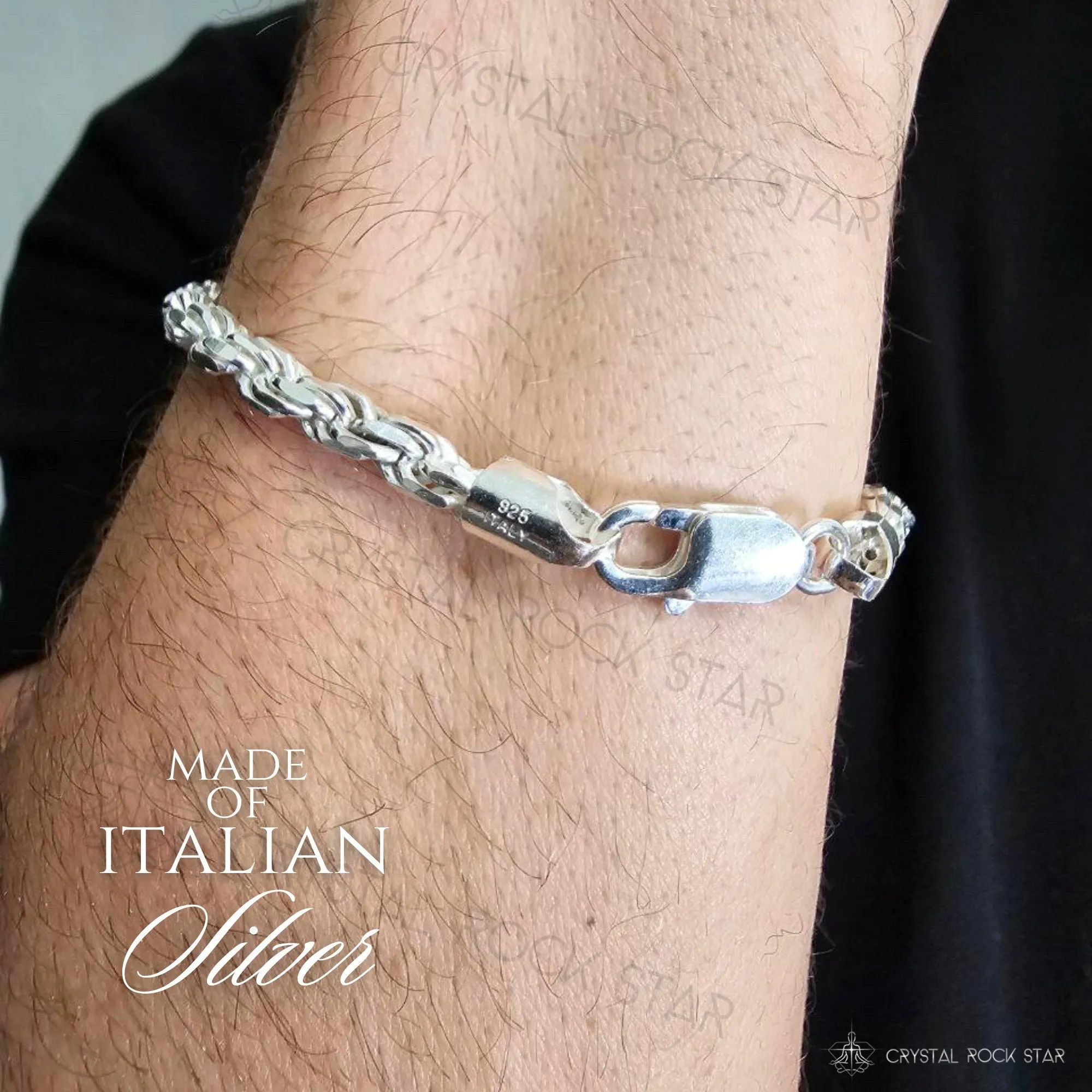 Sterling Silver Spiral Twist Chain Bracelet 8"
