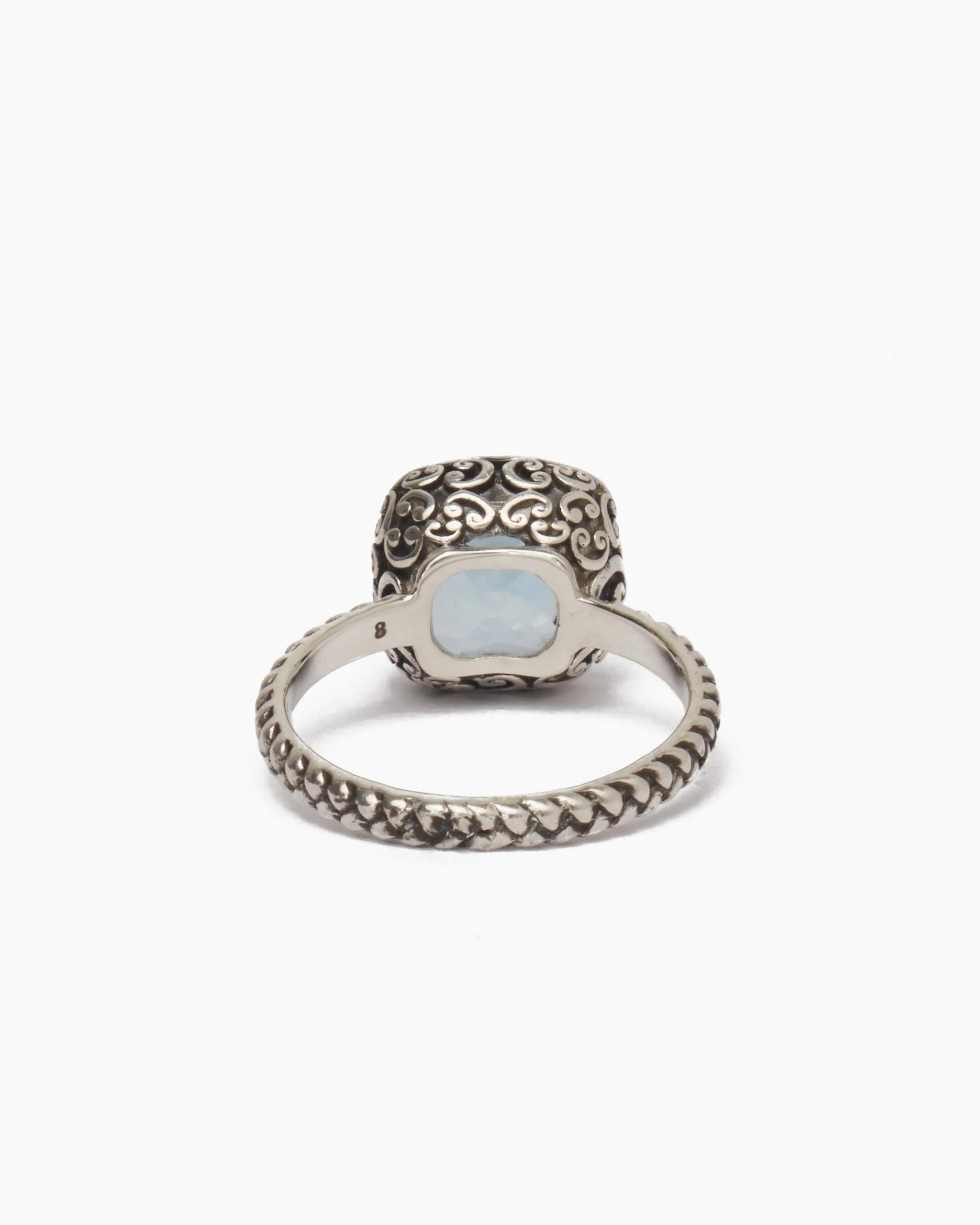 Stone Ring with Petroglyph Setting - Blue Topaz