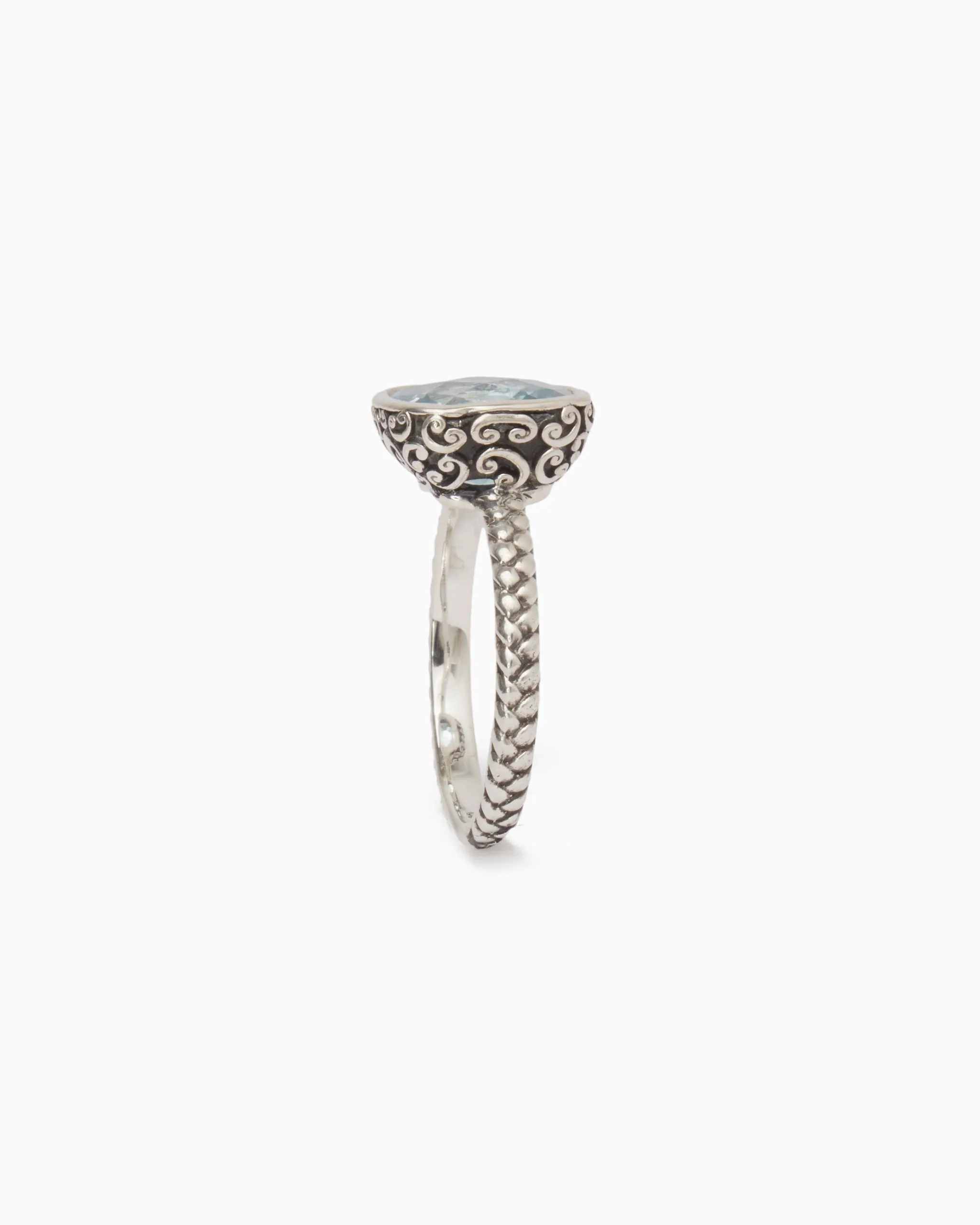 Stone Ring with Petroglyph Setting - Blue Topaz