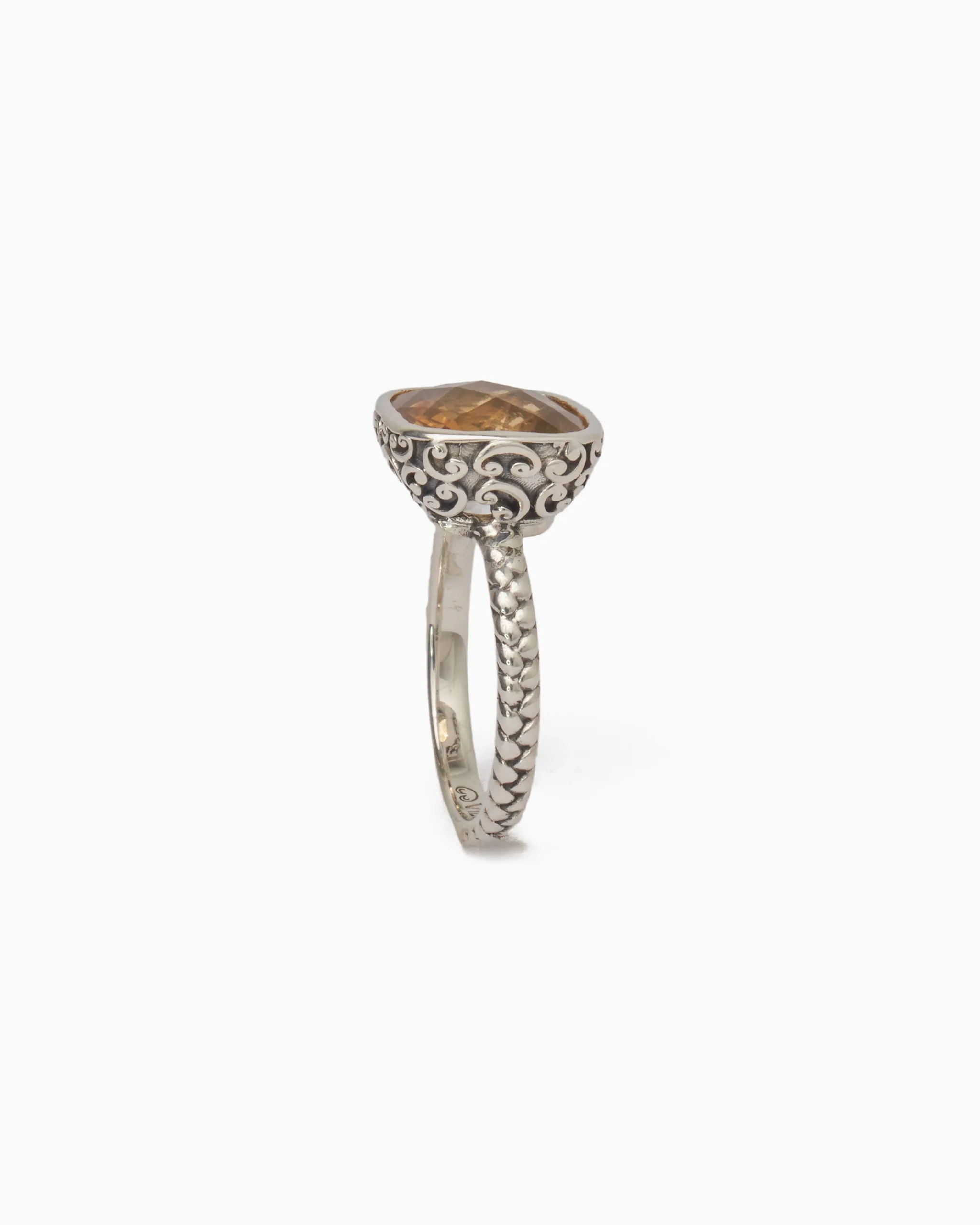 Stone Ring with Petroglyph Setting - Citrine