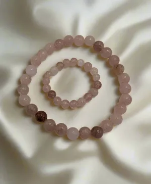 Strawberry Quartz Mother & Child Bracelet Set