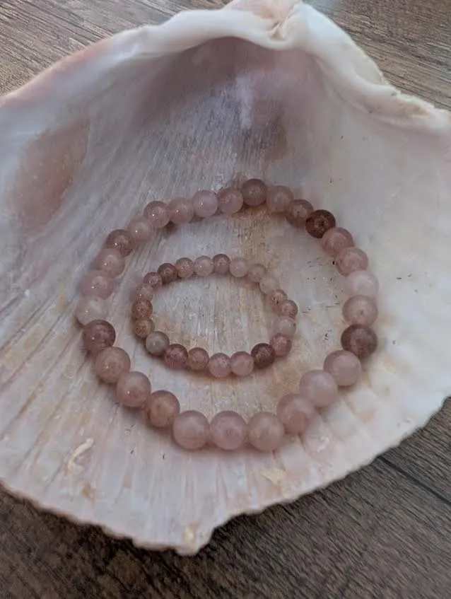 Strawberry Quartz Mother & Child Bracelet Set