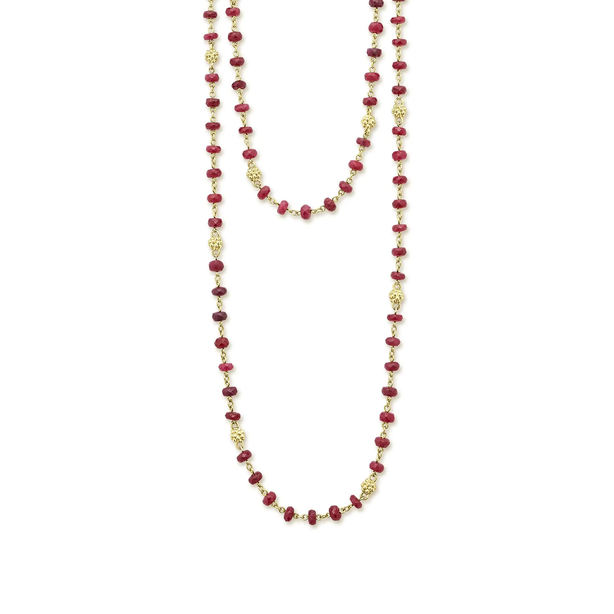 Studio 18K Gold and Ruby Bead Necklace