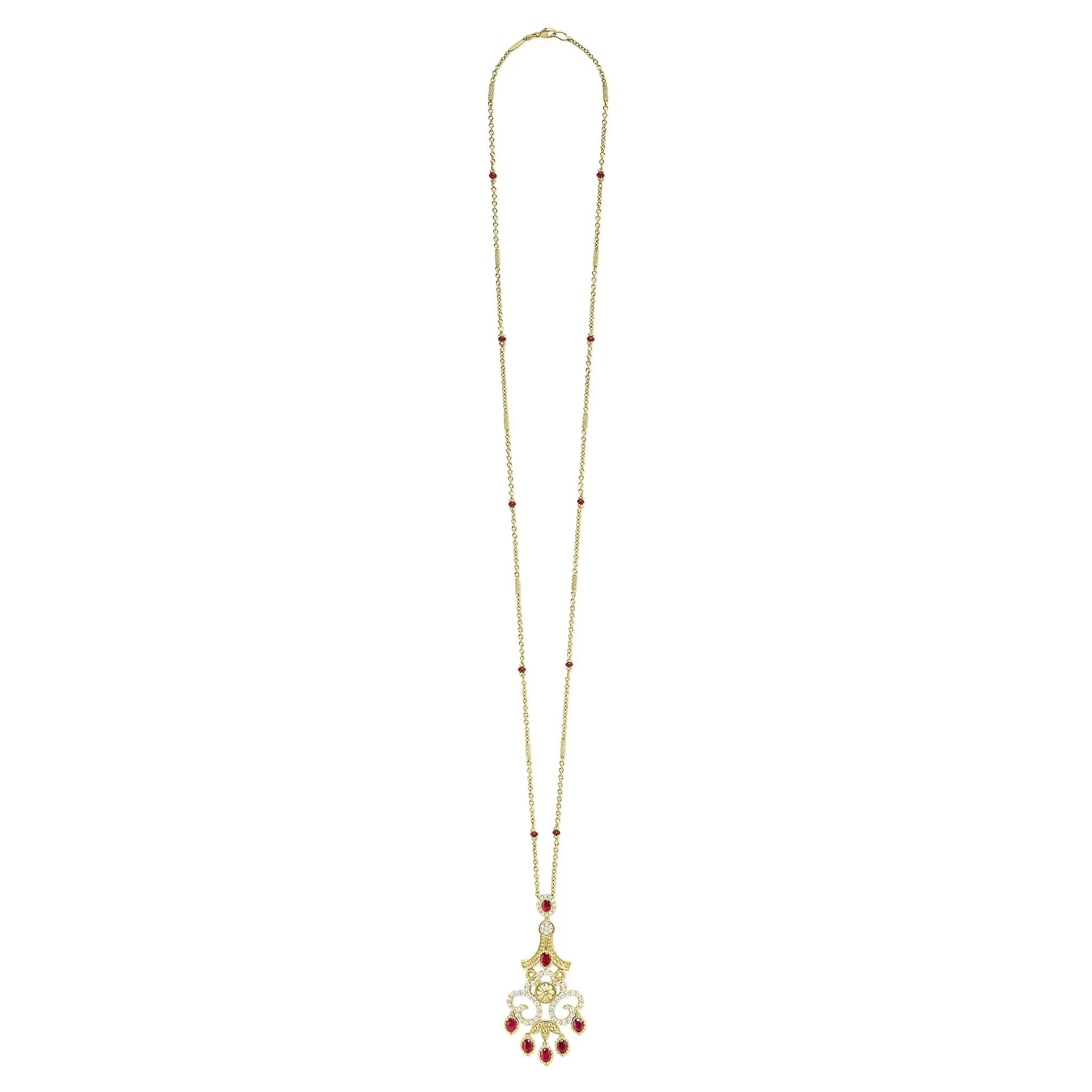 Studio 18K Gold Ruby and Diamond Chandelier Necklace