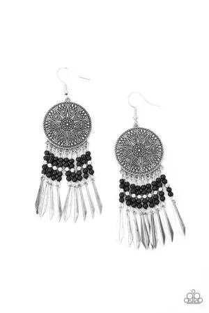 Sun Warrior Black Paparazzi Earrings
