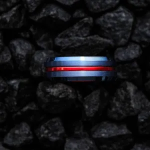 Superman - Navy Blue & Red Men's Tungsten Ring