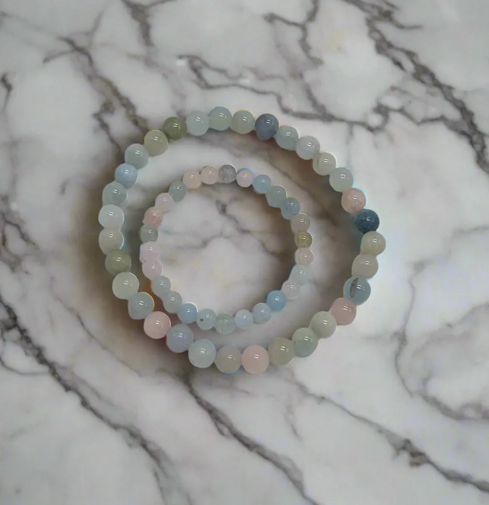 Sweet & Delicate Morganite Mother & Child Bracelet Set