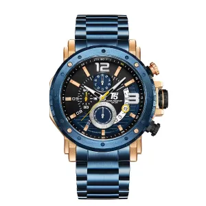 T5 Blue Stainless Steel Blue Dial Chronograph Quartz Watch for Gents - H3746G-E