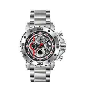 T5 Silver Stainless Steel White Dial Chronograph Quartz Watch for Gents - H3723G-A