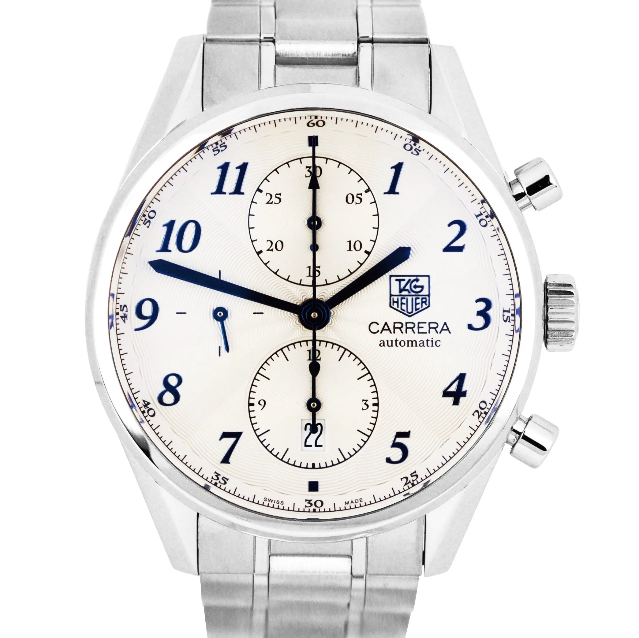 TAG Heuer Carrera Heritage Chronograph Steel Blue Date Watch CAS2111.BA0730 B P
