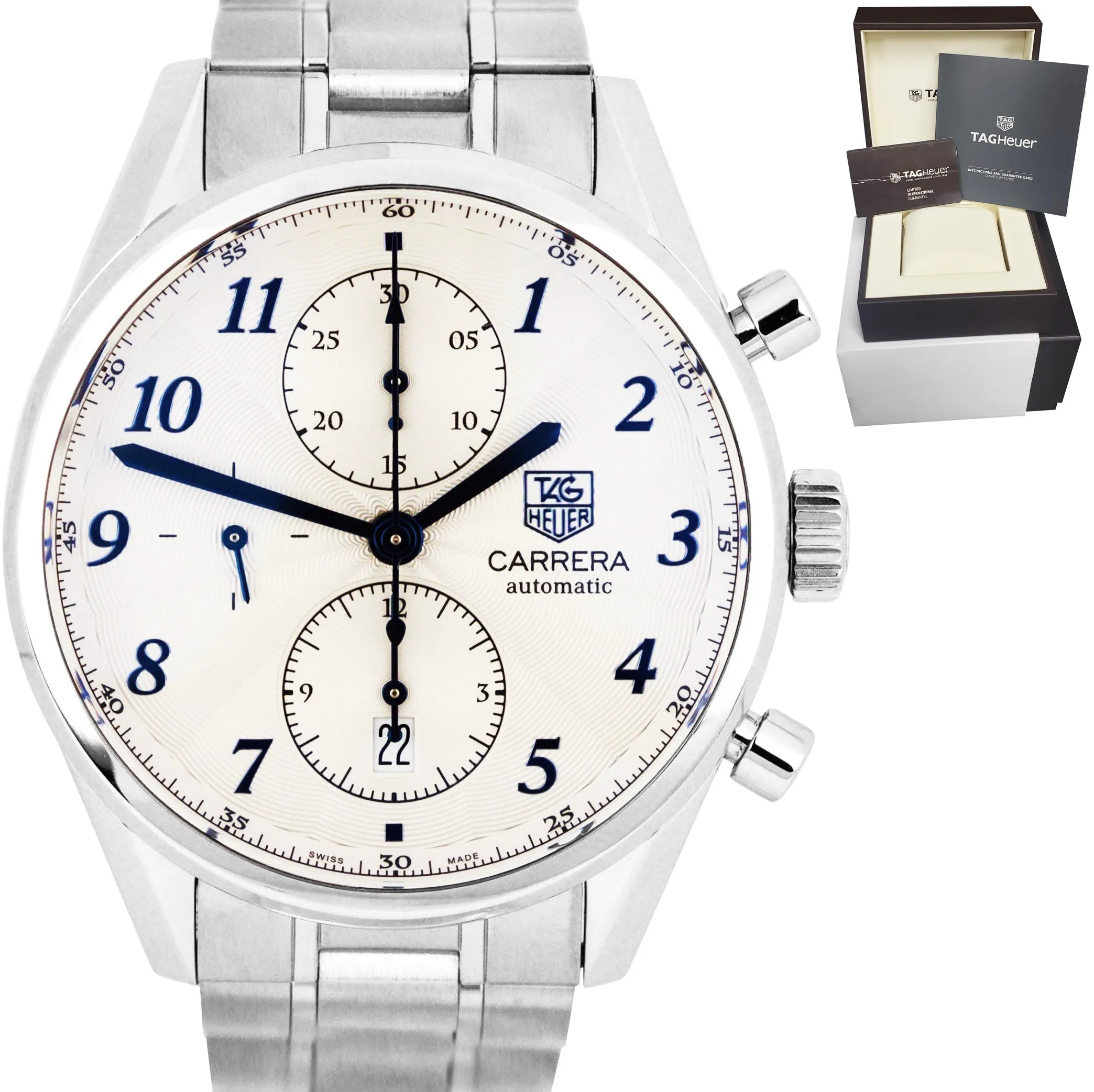 TAG Heuer Carrera Heritage Chronograph Steel Blue Date Watch CAS2111.BA0730 B P