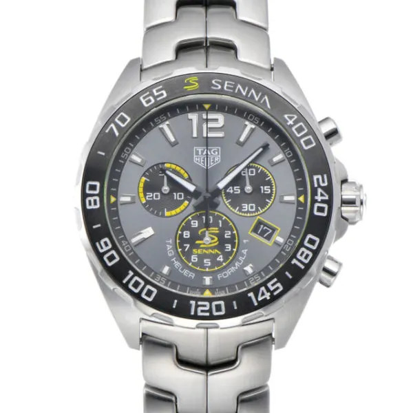 Tag Heuer Formula 1 x Senna Silver Stainless Steel Grey Dial Chronograph Quartz Watch for Gents - CAZ101AF.BA0637