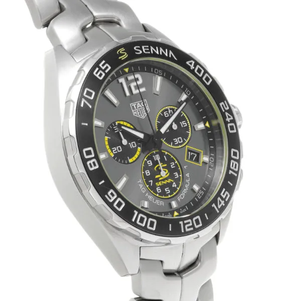 Tag Heuer Formula 1 x Senna Silver Stainless Steel Grey Dial Chronograph Quartz Watch for Gents - CAZ101AF.BA0637