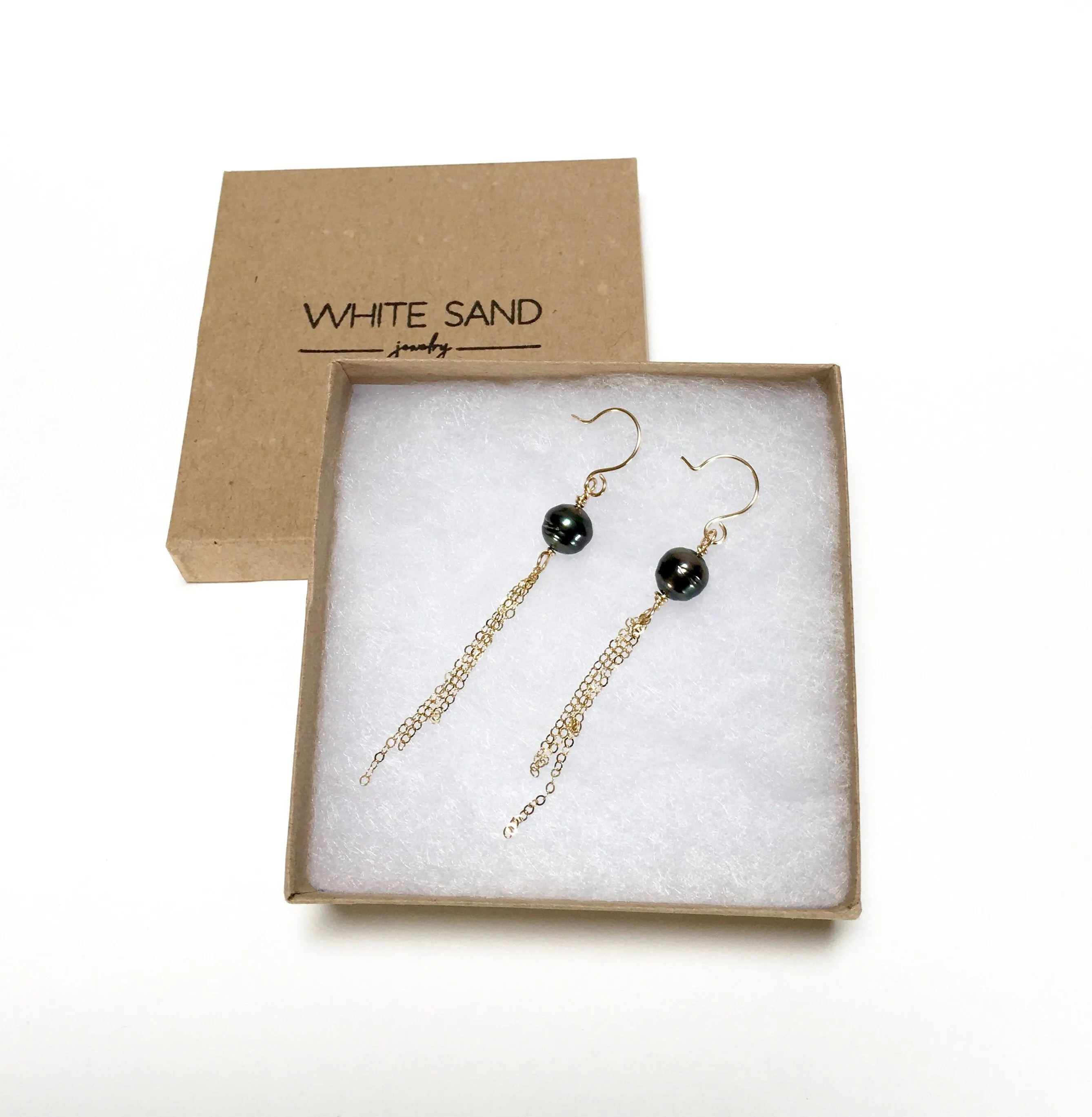Tahitian Pearl Tassel Chain Earrings