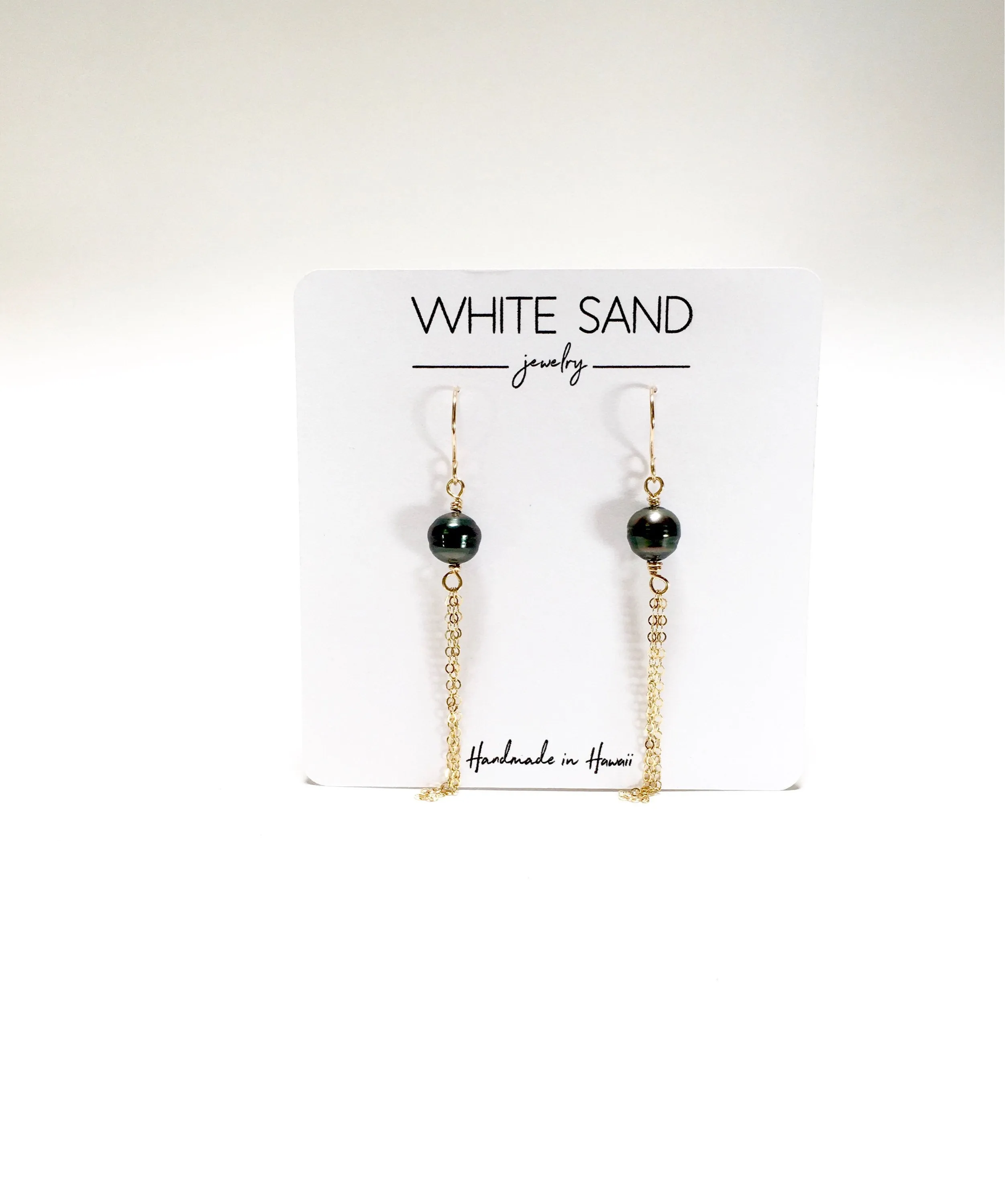 Tahitian Pearl Tassel Chain Earrings