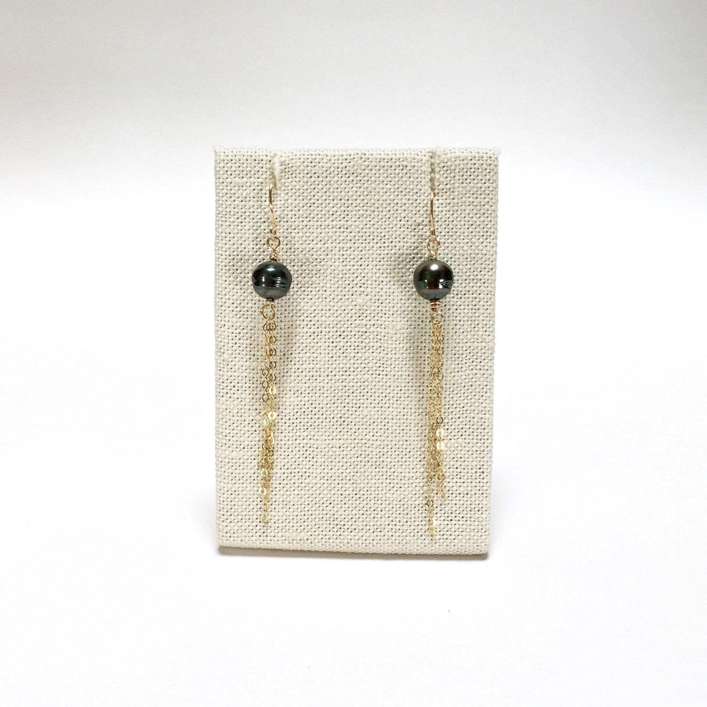 Tahitian Pearl Tassel Chain Earrings