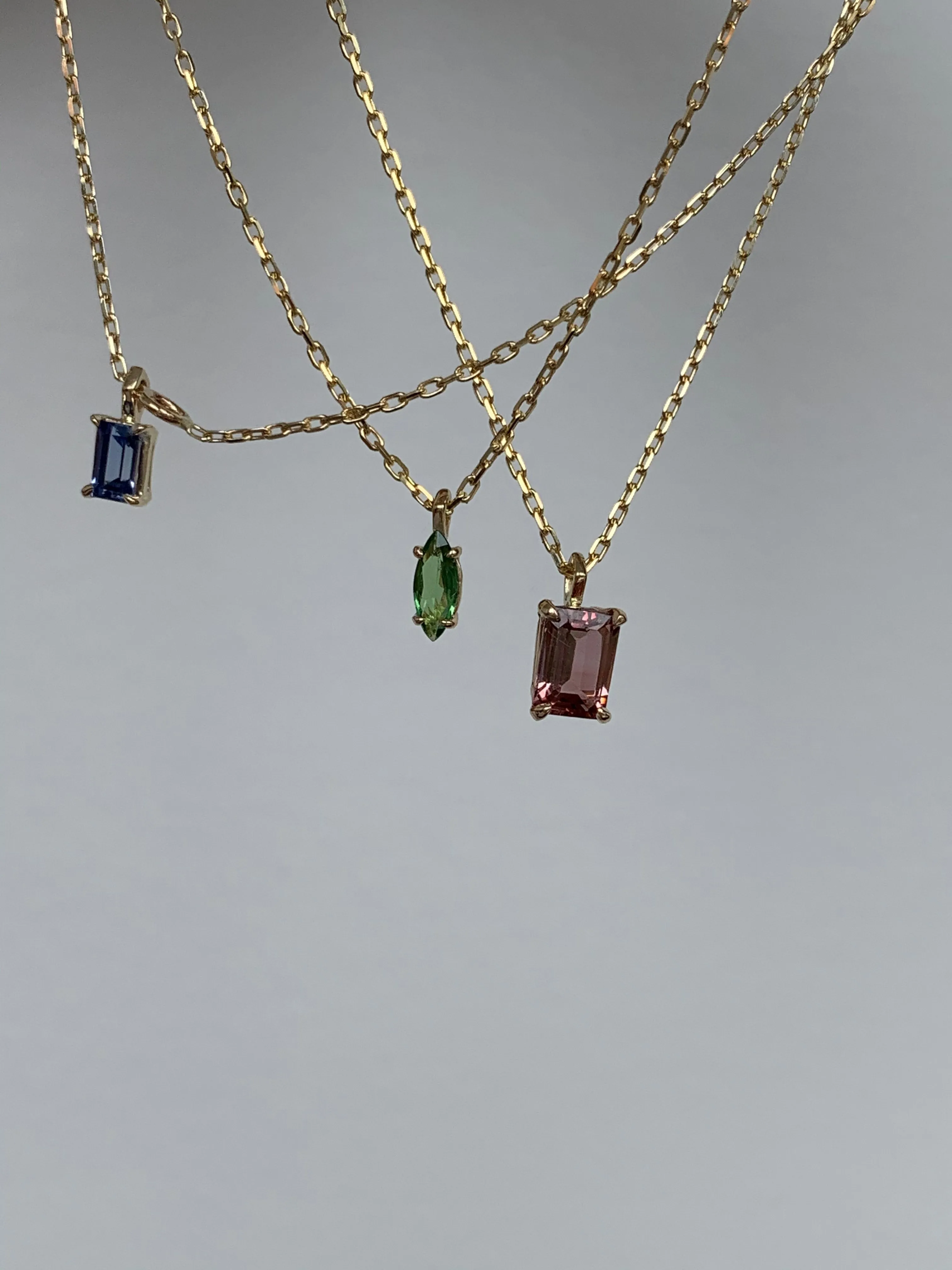 Tanzanite Baguette cut gem necklace