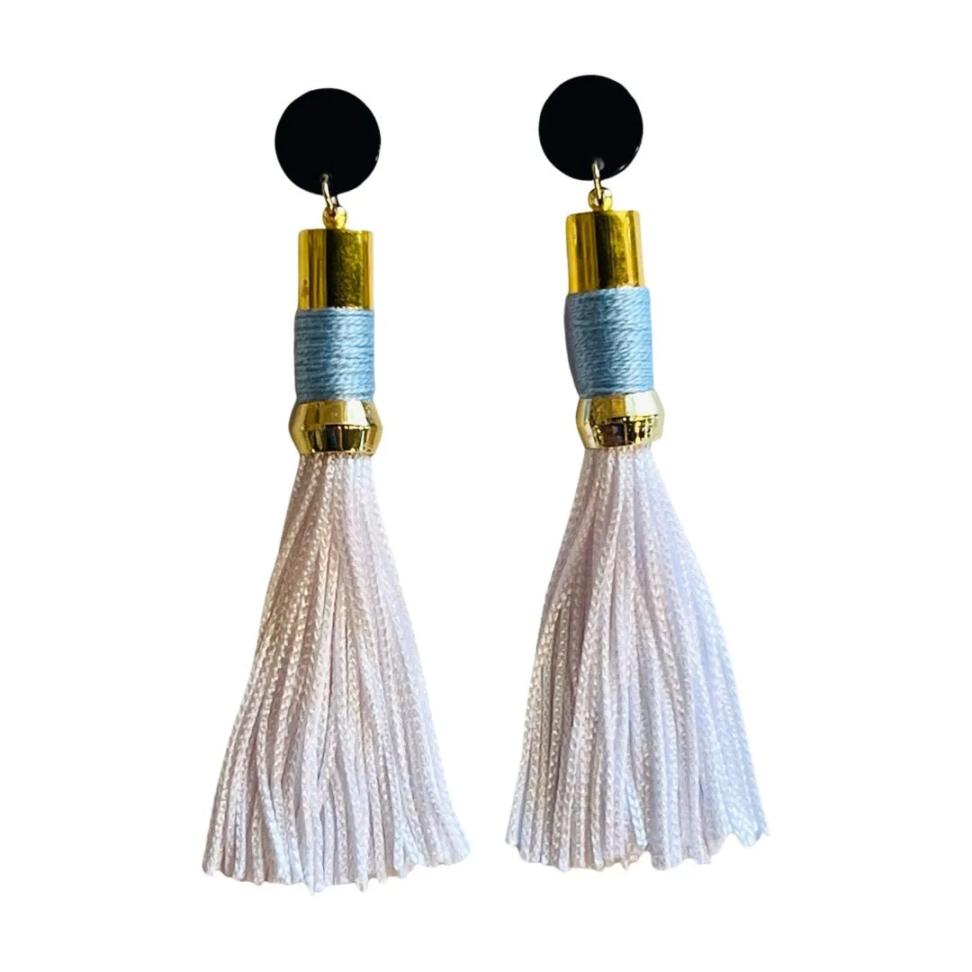 Tassel Earrings White/Blue