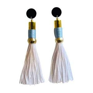 Tassel Earrings White/Blue