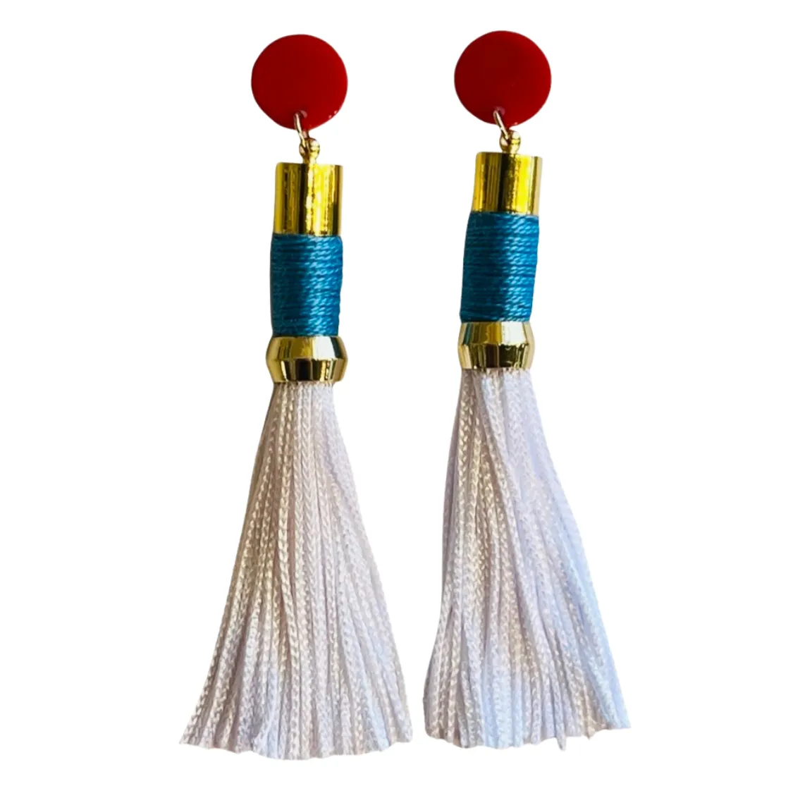 Tassel Earrings White/Blue/Red