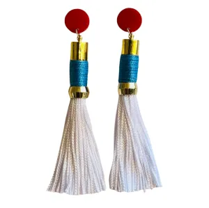 Tassel Earrings White/Blue/Red