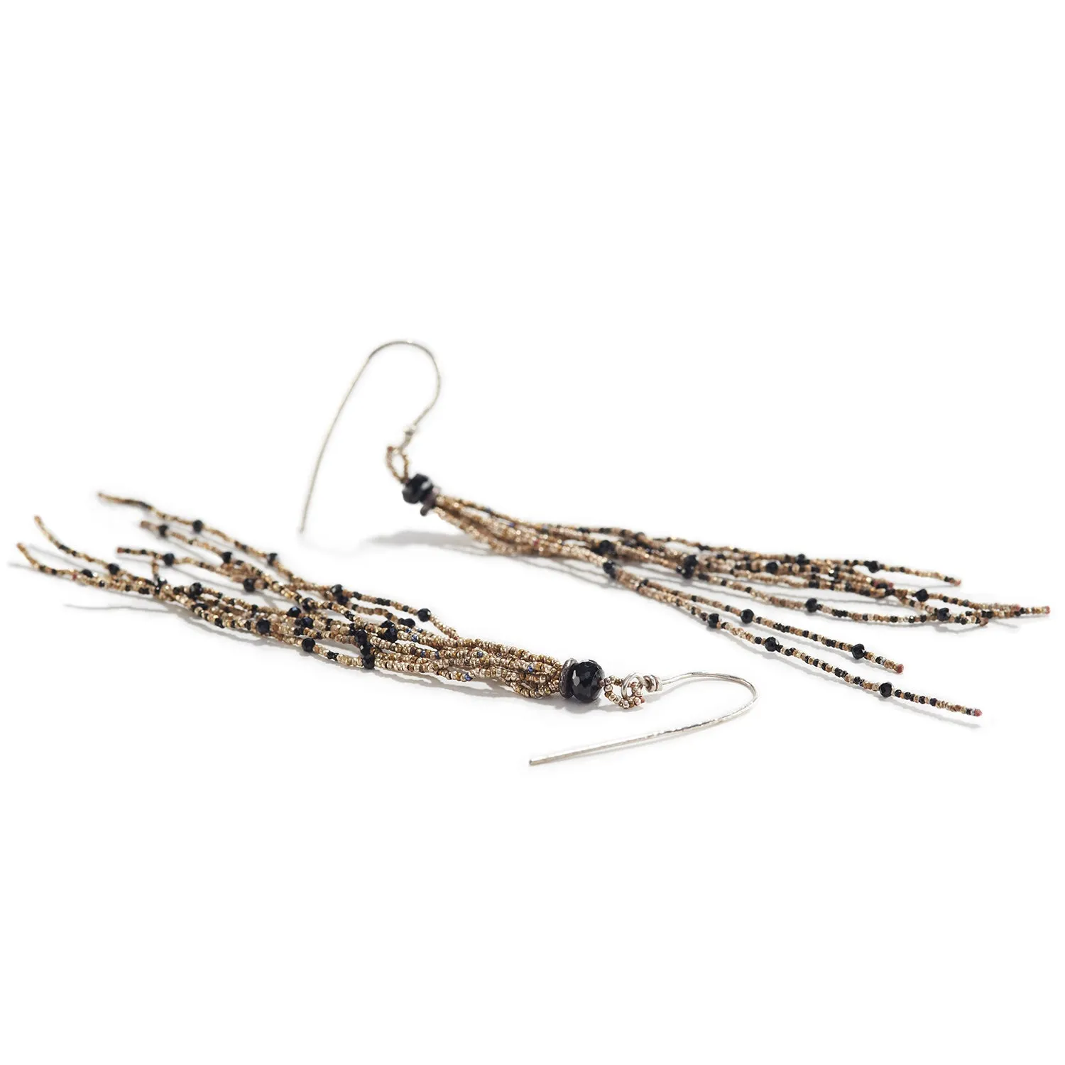 Tassel Earrings with Black Spinel