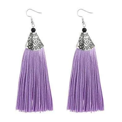 Tassel Threader Earrings - crafted purple tassel Earrings, African