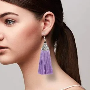 Tassel Threader Earrings - crafted purple tassel Earrings, African