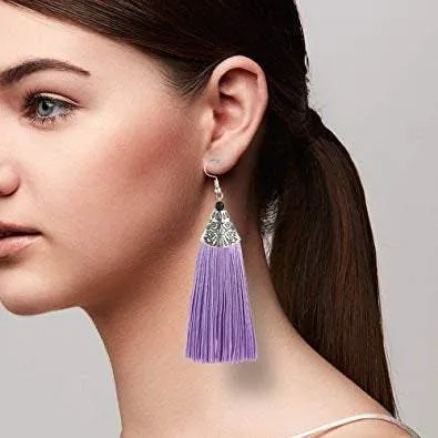 Tassel Threader Earrings - crafted purple tassel Earrings, African